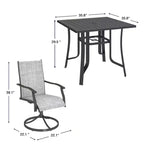 EROMMY 5 Piece Patio Dining Set, Outdoor Dining Table And Chairs Set For 4, 4 Swivel Chairs, 1 Iron Square Table, Patio Furniture Set For Deck