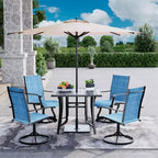 EROMMY 5 Piece Patio Dining Set, Outdoor Dining Table And Chairs Set For 4, 4 Swivel Chairs, 1 Iron Square Table, Patio Furniture Set For Deck