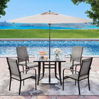EROMMY Ensemble de salle à manger de jardin 5 pièces, Ensemble de table et chaises de jardin pour 4 personnes, 4 chaises en textilène, 1 table carrée en fer, Ensemble de mobilier de jardin pour terrasse