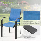 EROMMY Ensemble de salle à manger de jardin 5 pièces, Ensemble de table et chaises de jardin pour 4 personnes, 4 chaises en textilène, 1 table carrée en fer, Ensemble de mobilier de jardin pour terrasse