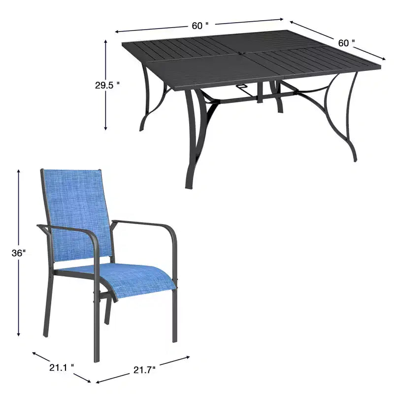 Ensemble de salle à manger de patio EROMMY 9 pièces, ensemble table et chaises de salle à manger d'extérieur pour 8 personnes, 8 chaises en textilène