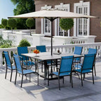 Ensemble de salle à manger de patio EROMMY 9 pièces, ensemble table et chaises de salle à manger d'extérieur pour 8 personnes, 8 chaises en textilène