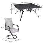 Ensemble de salle à manger de patio EROMMY 9 pièces, table et chaises de salle à manger d'extérieur pour 8 personnes, ensemble de meubles de patio pour terrasse, jardin, pelouse, bord de piscine, marron/gris/bleu