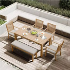 Heynemo 6 Pieces Patio Dining Sets, Aluminum Outdoor Dining Table with 4 Chairs and Bench, Patio Dining Furniture Set with Removable Cushion