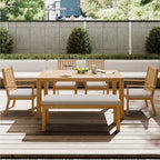 Heynemo 6 Pieces Patio Dining Sets, Aluminum Outdoor Dining Table with 4 Chairs and Bench, Patio Dining Furniture Set with Removable Cushion