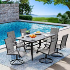 Ensemble de salle à manger de patio EROMMY 7 pièces, ensemble table et chaises d'extérieur pour 6 personnes, 6 chaises pivotantes