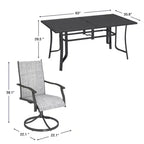 Ensemble de salle à manger de patio EROMMY 7 pièces, ensemble table et chaises d'extérieur pour 6 personnes, 6 chaises pivotantes