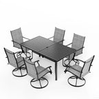 Ensemble de salle à manger de patio EROMMY 7 pièces, ensemble table et chaises d'extérieur pour 6 personnes, 6 chaises pivotantes