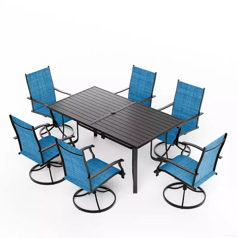 Ensemble de salle à manger de patio EROMMY 7 pièces, ensemble table et chaises d'extérieur pour 6 personnes, 6 chaises pivotantes
