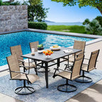 Ensemble de salle à manger de patio EROMMY 7 pièces, ensemble table et chaises d'extérieur pour 6 personnes, 6 chaises pivotantes