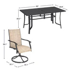 Ensemble de salle à manger de patio EROMMY 7 pièces, ensemble table et chaises d'extérieur pour 6 personnes, 6 chaises pivotantes