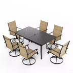 Ensemble de salle à manger de patio EROMMY 7 pièces, ensemble table et chaises d'extérieur pour 6 personnes, 6 chaises pivotantes