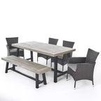 Ensemble de salle à manger GDFStudio Preston en bois d'acacia et osier, 6 pièces