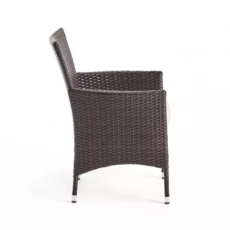 Ensemble de salle à manger 5 pièces Christopher Knight Home Biella en bois d'acacia et osier avec coussin