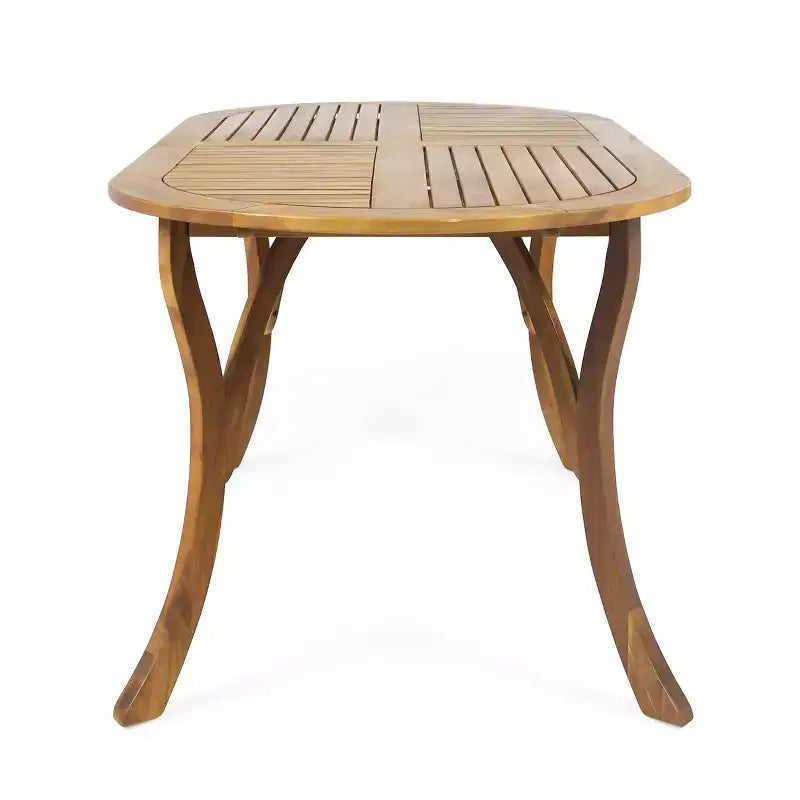 GDFStudio Zhana Outdoor Acacia Wood 7 Piece Dining Set with Cushion