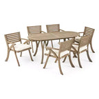 GDFStudio Zhana Outdoor Acacia Wood 7 Piece Dining Set with Cushion