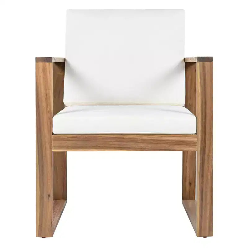 Whisen 7 Piece Acacia Wood Patio Dining Sets Outdoor Dining Set - Seats 6 with Removable Cushions, Outdoor Furniture Set with Umbrella Hole