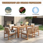 Whisen 7 Piece Acacia Wood Patio Dining Sets Outdoor Dining Set - Seats 6 with Removable Cushions, Outdoor Furniture Set with Umbrella Hole