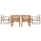 Whisen 7 Piece Acacia Wood Patio Dining Sets Outdoor Dining Set - Seats 6 with Removable Cushions, Outdoor Furniture Set with Umbrella Hole