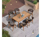 Ensemble de salle à manger d'extérieur PURPLE LEAF en osier tout temps avec table, cadre entièrement en aluminium pour pelouse, jardin, terrasse avec coussins