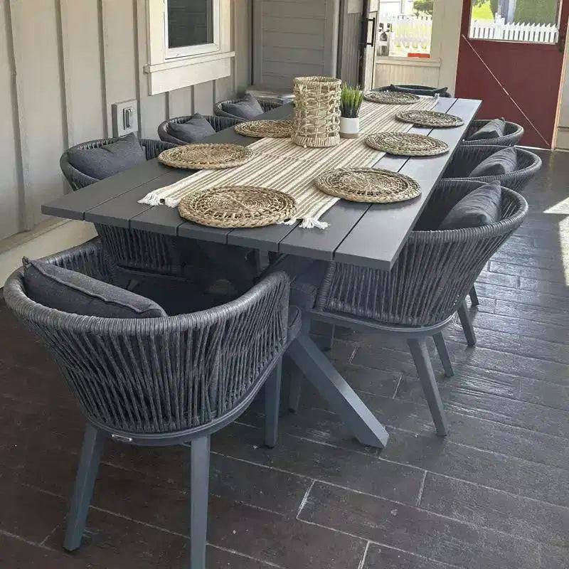 PURPLE LEAF Salon de jardin d'extérieur en aluminium et chaises tressées avec coussins inclus pour décoration de cour et de cuisine