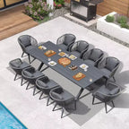 PURPLE LEAF Salon de jardin d'extérieur en aluminium et chaises tressées avec coussins inclus pour décoration de cour et de cuisine
