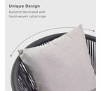 PURPLE LEAF Ensemble de salle à manger d'extérieur 9 pièces, table de patio en aluminium et chaises en corde tressée, coussins inclus pour la décoration de la cour et de la cuisine