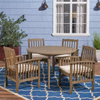 Christopher Knight Home Maura Outdoor Acacia Wood 5 Piece Dining Set with Water Resistant Cushion