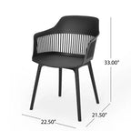 Christopher Knight Home Lorena Ensemble de salle à manger d'extérieur 7 pièces en bois d'acacia et résine avec table à manger de 71 po, Noir et teck