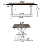 Christopher Knight Home Cassia Ensemble de salle à manger 7 pièces d'extérieur en bois d'acacia avec table de 69 po, marron foncé et blanc