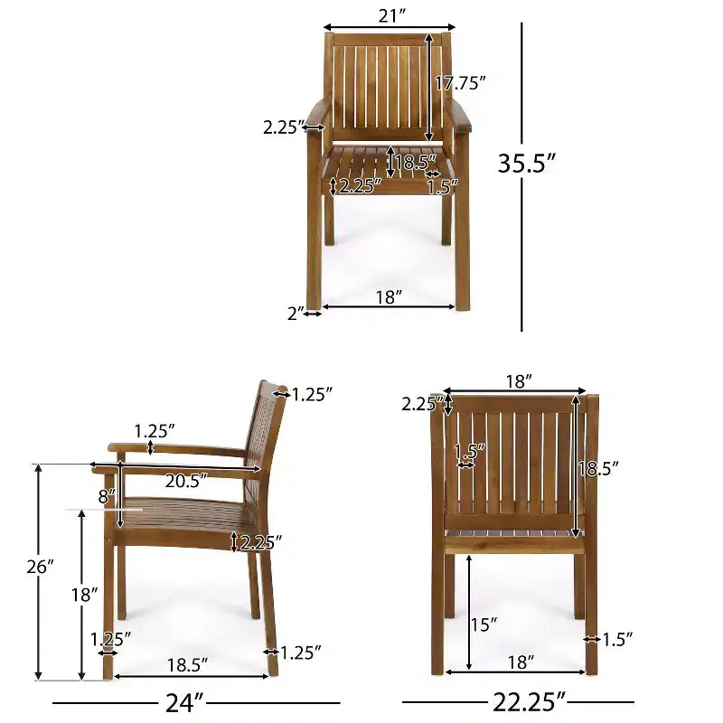 Christopher Knight Home Argo Ensemble de salle à manger d'extérieur 7 pièces en bois d'acacia avec table à manger de 71 po, Teck