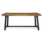 Ensemble de salle à manger d'extérieur 7 pièces en bois d'acacia et résine Christopher Knight Home Dahlia avec table à manger de 70,75 pouces, teck sablé/noir