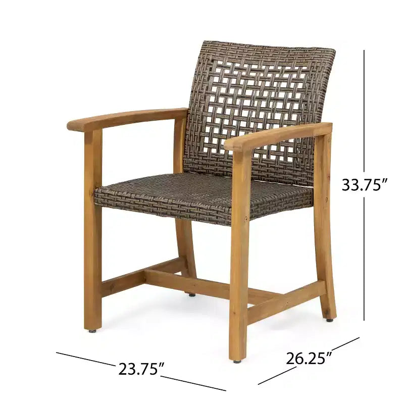 Christopher Knight Home Clausen Outdoor Acacia Wood and Wicker 5 Piece Dining Set, Teak/Mixed Mocha