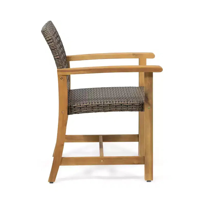 Christopher Knight Home Clausen Outdoor Acacia Wood and Wicker 5 Piece Dining Set, Teak/Mixed Mocha