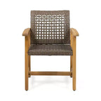 Christopher Knight Home Clausen Outdoor Acacia Wood and Wicker 5 Piece Dining Set, Teak/Mixed Mocha