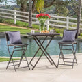 Christopher Knight Home Margarita Outdoor Wicker 3 Piece Folding Bistro Bar Set, Multibrown