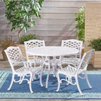 Christopher Knight Home Sarasota 5-Piece Cast Aluminum Outdoor Dining Set with Floral Scroll Design