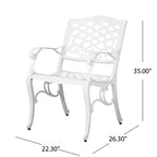 Christopher Knight Home Sarasota 5-Piece Cast Aluminum Outdoor Dining Set with Floral Scroll Design