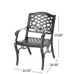 Christopher Knight Home Sarasota 5-Piece Cast Aluminum Outdoor Dining Set with Floral Scroll Design