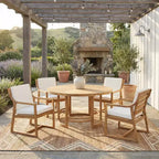 Whisen 5-Piece Outdoor Kitchen Dining Set for 4, Patio Round Dining Table And Chairs Set with Umbrella Hole and Removable Cushions