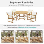 Whisen 5-Piece Outdoor Kitchen Dining Set for 4, Patio Round Dining Table And Chairs Set with Umbrella Hole and Removable Cushions