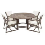Whisen 5-Piece Outdoor Kitchen Dining Set for 4, Patio Round Dining Table And Chairs Set with Umbrella Hole and Removable Cushions