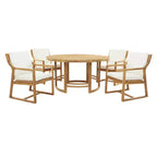 Whisen 5-Piece Outdoor Kitchen Dining Set for 4, Patio Round Dining Table And Chairs Set with Umbrella Hole and Removable Cushions