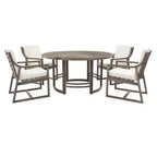 Whisen 5-Piece Outdoor Kitchen Dining Set for 4, Patio Round Dining Table And Chairs Set with Umbrella Hole and Removable Cushions