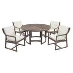 Whisen 5-Piece Outdoor Kitchen Dining Set for 4, Patio Round Dining Table And Chairs Set with Umbrella Hole and Removable Cushions