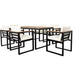 Whisen Ensemble de salle à manger d'extérieur 7 pièces Table et chaises de patio avec coussins amovibles