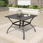 Ensemble de salle à manger d'extérieur Captiva Designs avec table en acier à lattes et chaises en métal avec coussins