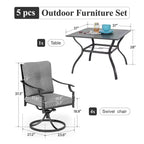 Ensemble de salle à manger d'extérieur Captiva Designs avec table en acier à lattes et chaises en métal avec coussins