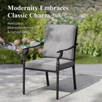 Ensemble de salle à manger d'extérieur Captiva Designs avec table en acier à lattes et chaises en métal avec coussins