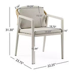 7-Piece Outdoor Dining Set Patio Set with PE Rattan Dining Chair and Extendable Dining Table, Acacia Wood, Gray+Natural-ModernLuxe